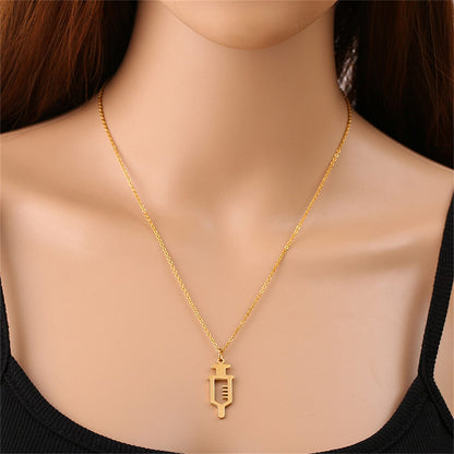 Goldtone Open Injector Pendant Necklace