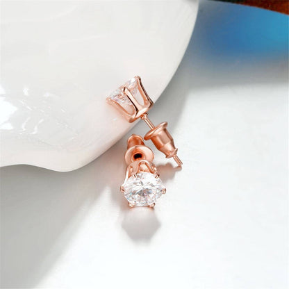 Cubic Zirconia & Rose Goldtone Stud Earrings