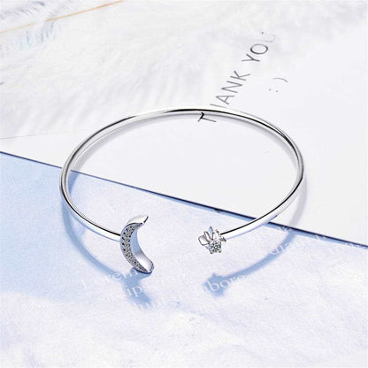 Cubic Zirconia & Silvertone Moon Star Cuff
