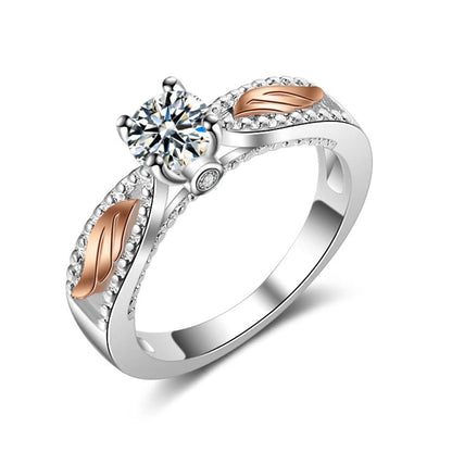 Crystal & Cubic Zirconia Two Tone Wing Ring-3