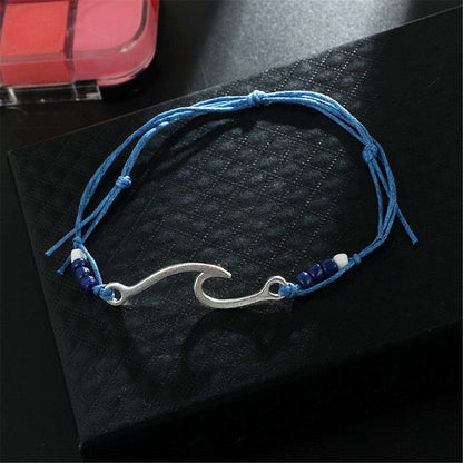 Turquoise & Silvertone Fishing Hook Bracelet Set