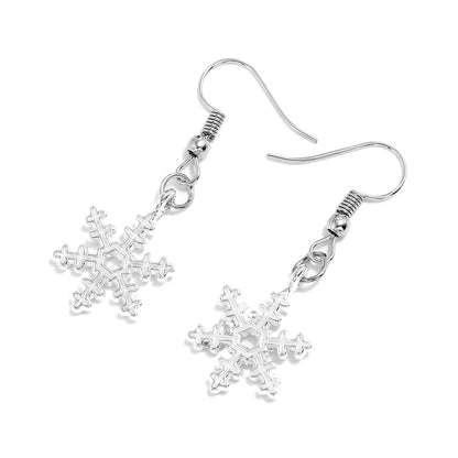 Silvertone Snowflake Drop Earrings