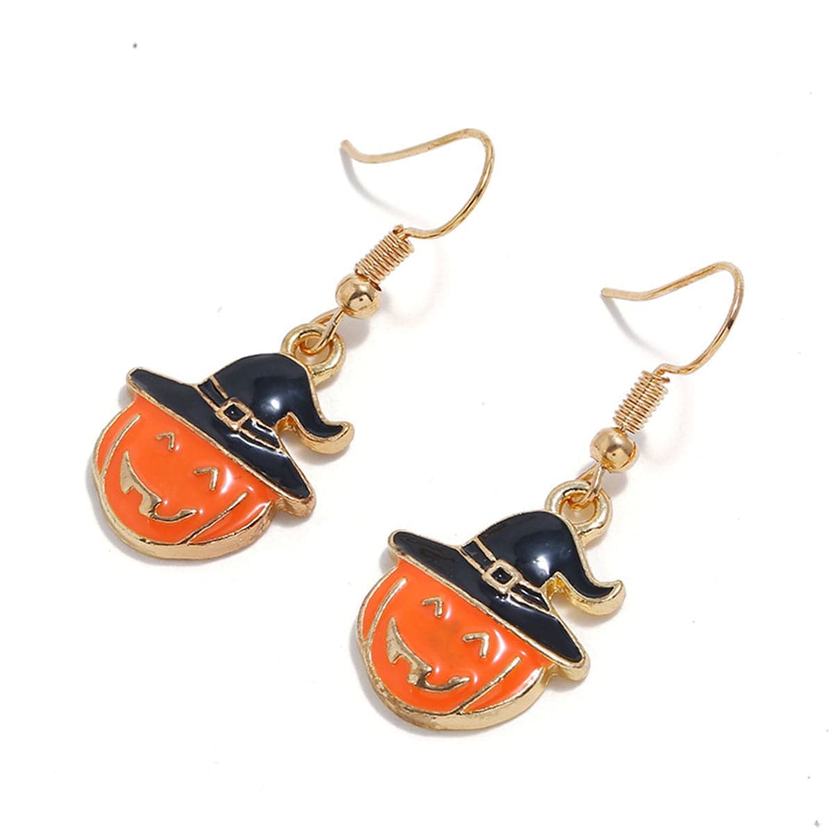 Orange & Goldtone Pumpkin Drop Earrings