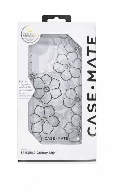 Case-Mate Samsung Galaxy S25 Plus Case [Magnetic and Wireless Charging] - Sparkly Floral Phone Cover with 12ft Drop Protection - Premium Phone Case for Samsung Galaxy S25 Plus 6.7" - Floral Gems