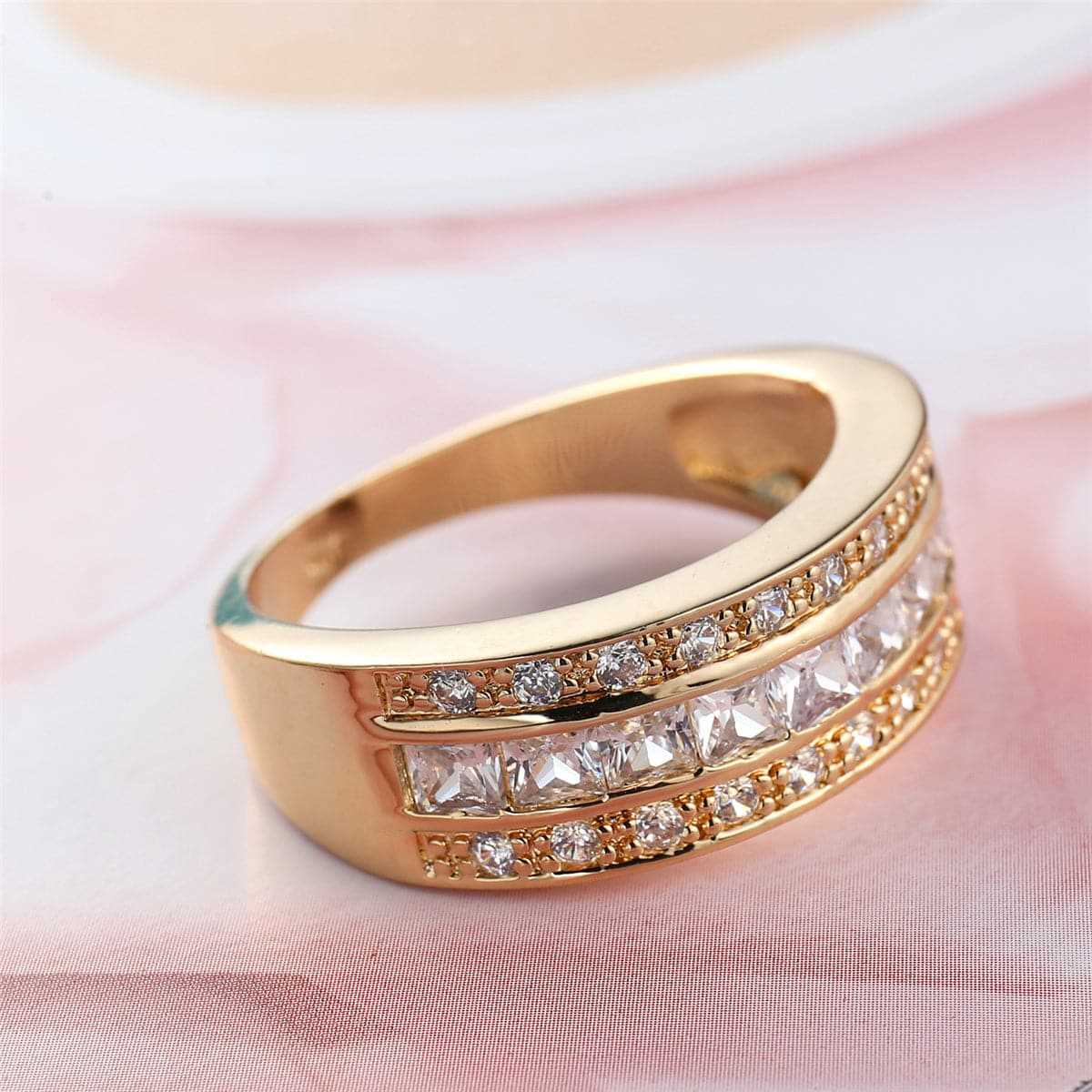 Crystal & Cubic Zirconia Goldtone Princess-Cut Band Ring