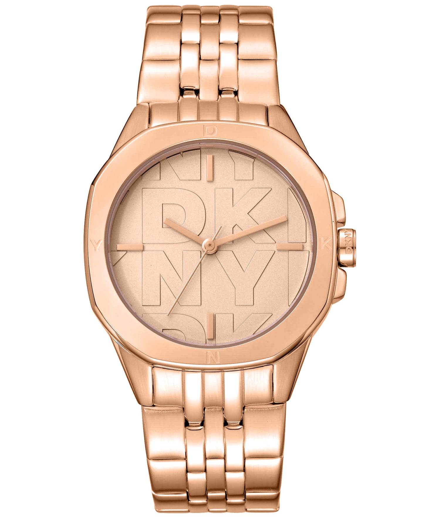Dkny Women Watch, Rose Gold Color Case, Rose Gold Dial, Rose Gold Color Metal Bracelet, 3 Hands, 5 Atm