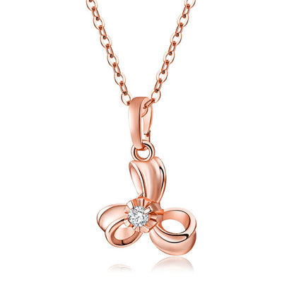 Cubic Zirconia & Rose Goldtone Sweet Petal Pendant Necklace