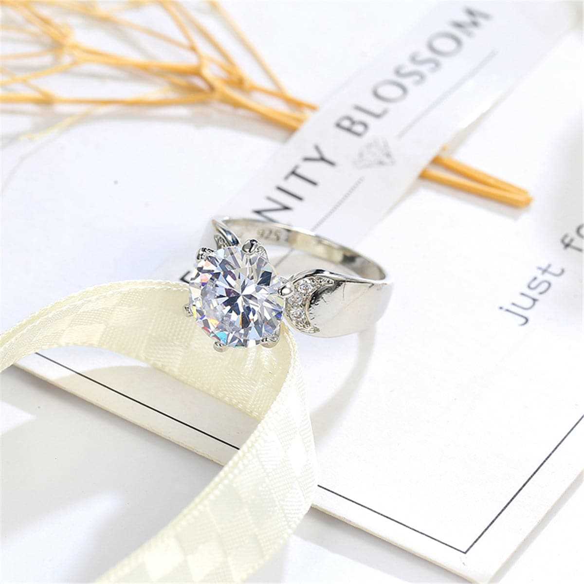 Crystal & Silvertone Round-Cut Cocktail Ring