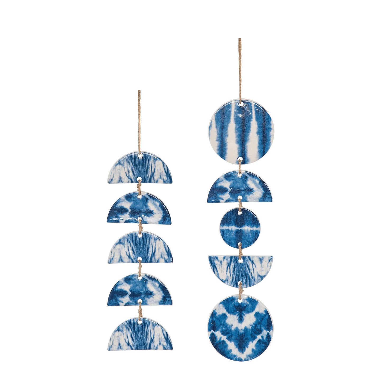 Short Dolomite Shibori Wall Hanging Set of 2 Spring Home Decorations for Summer Ceramic Decor