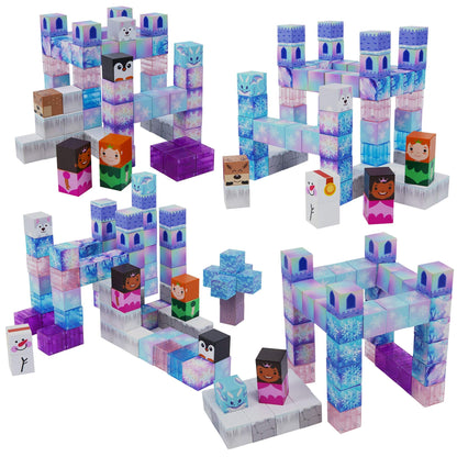 White, green, red black , gray and blue magnatic blocks-