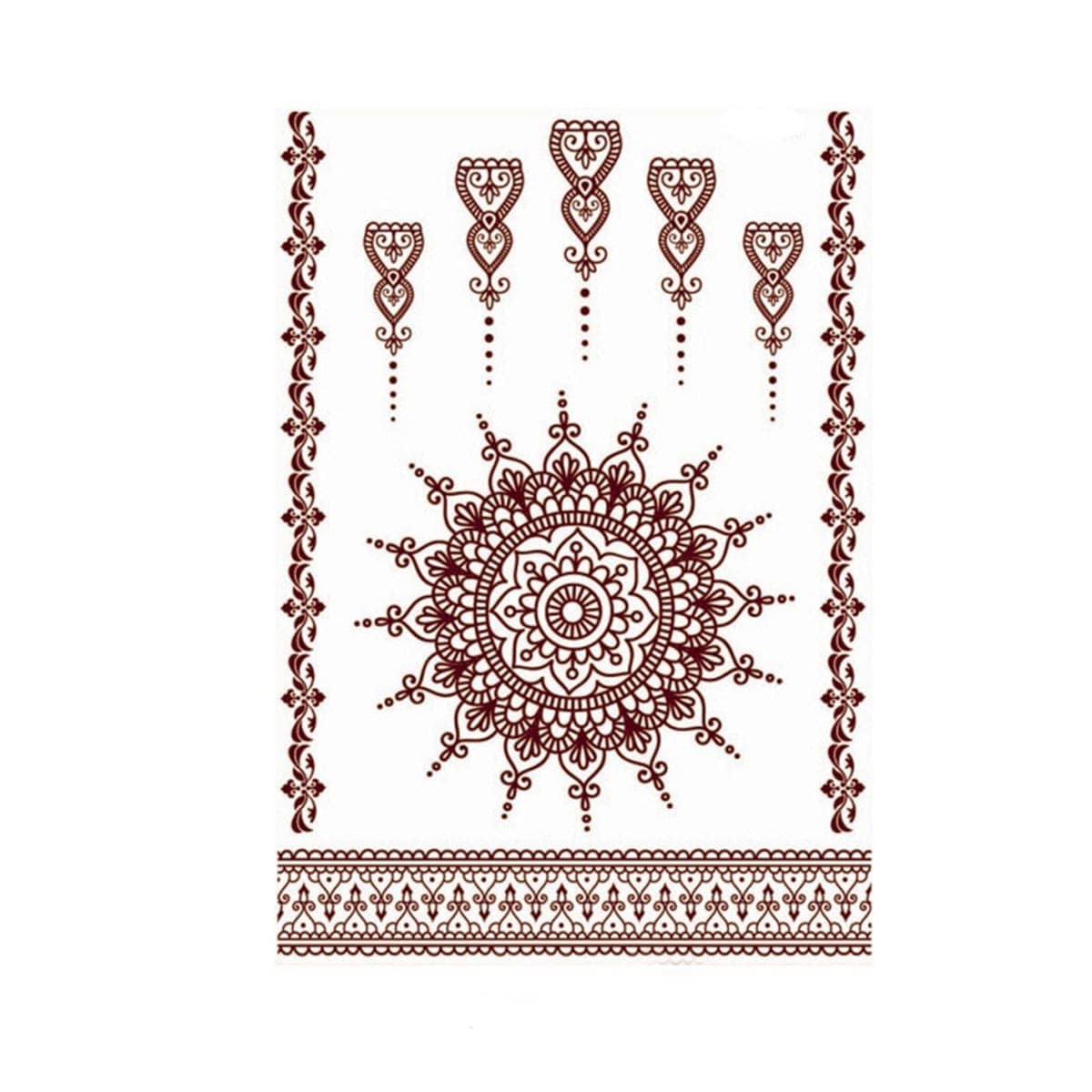 Red Flower Lace Temporary Tattoo Sheet - 5 Pcs