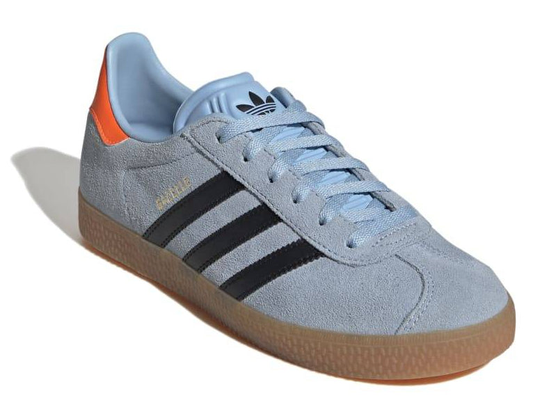 adidas Grade School Gazelle J 'Clear Sky Black Solar Orange' Sneakers