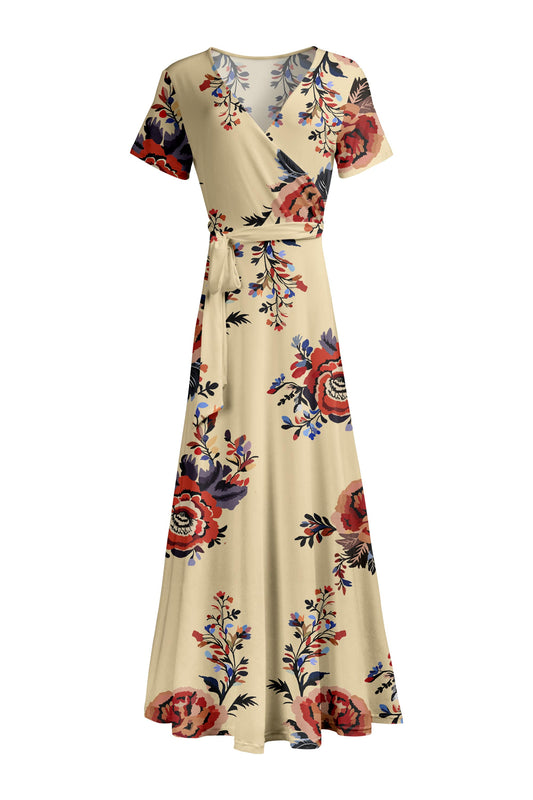 Cream & Red Floral Border-