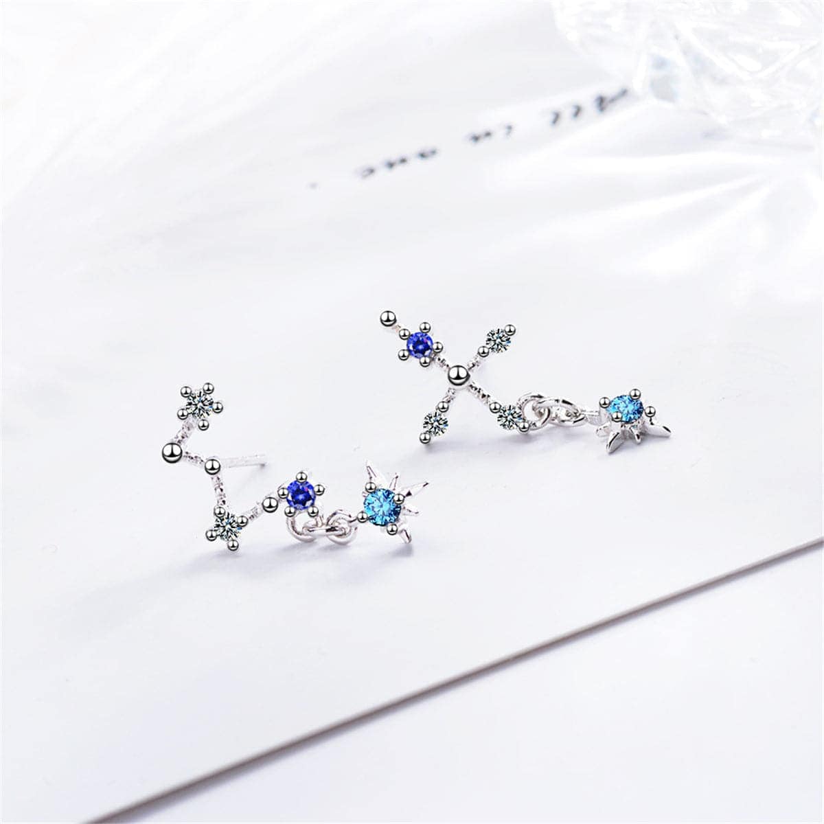 Cubic Zirconia & Silvertone Big Dipper Drop Earrings