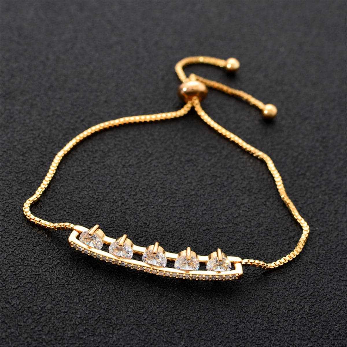 Cubic Zirconia & Crystal Goldtone Adjustable Bracelet