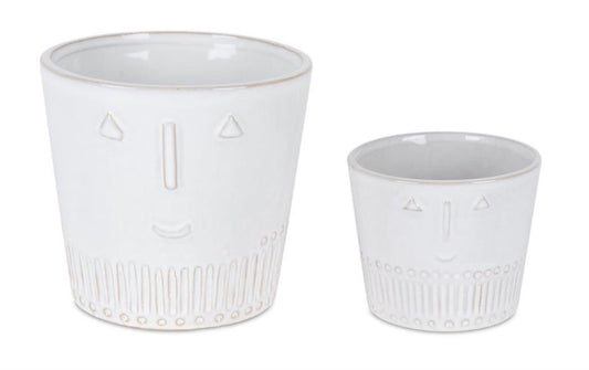 Melrose International Porcelain Face Planter (Set of 2)