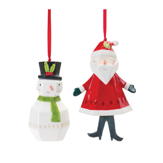 Melrose International Whimsical Santa and Snowman Ornament (Set of 6)