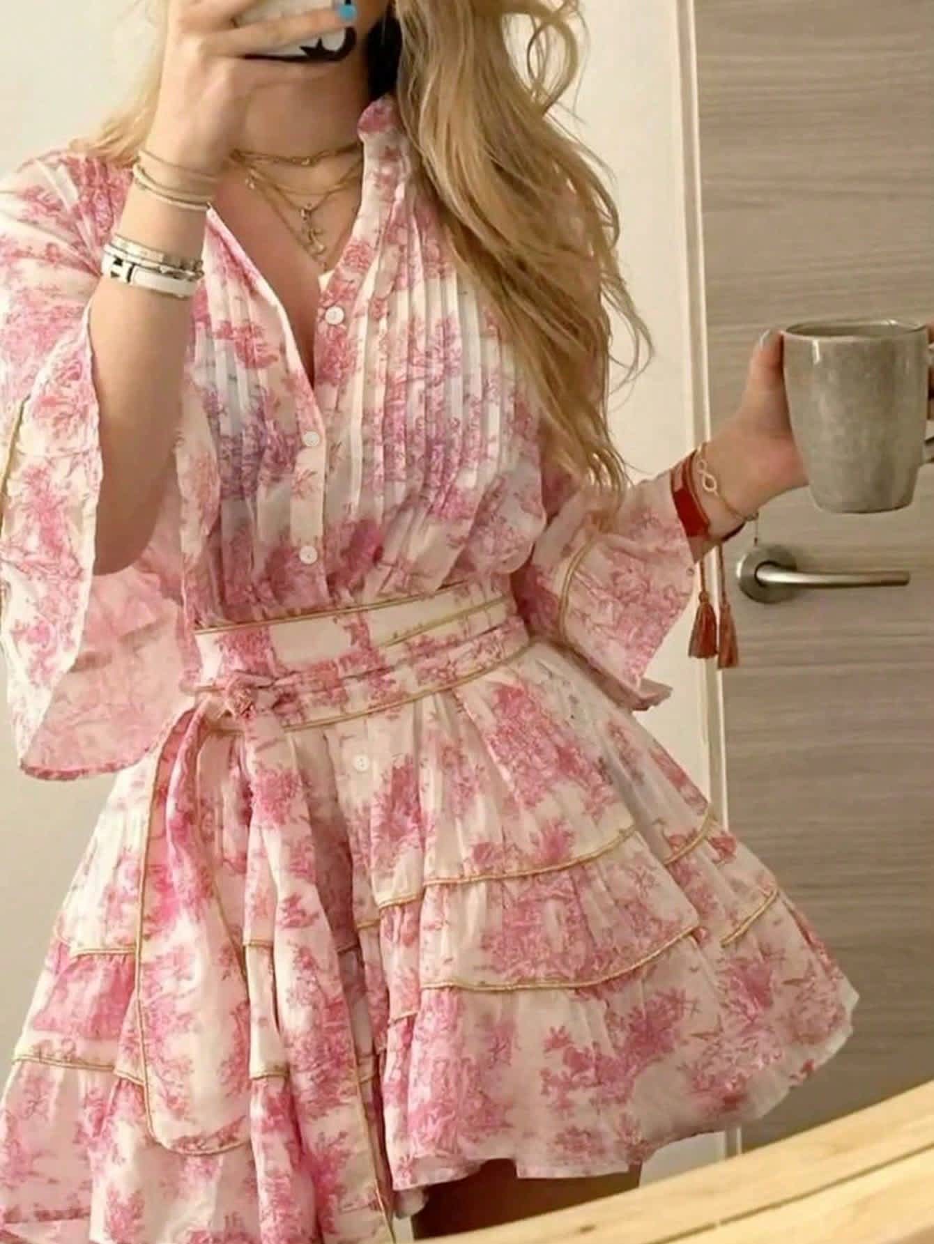 pink floral boho dress Chic YC Women's Print Mini Spring Summer Ruffle – Zulily glamfashion Ketyyh-chn99 Womens Evening Dresses Color:merlot shantung Long Sleeves