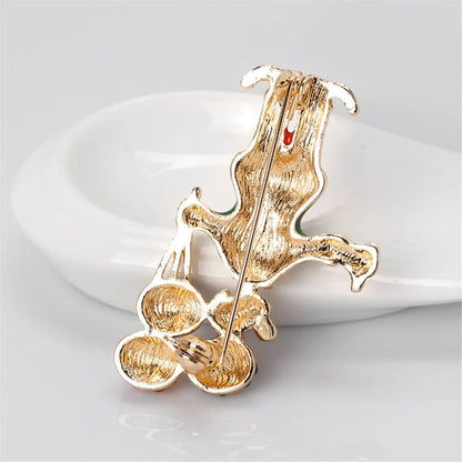 Cubic Zirconia & Goldtone Bouquet & Clown Brooch