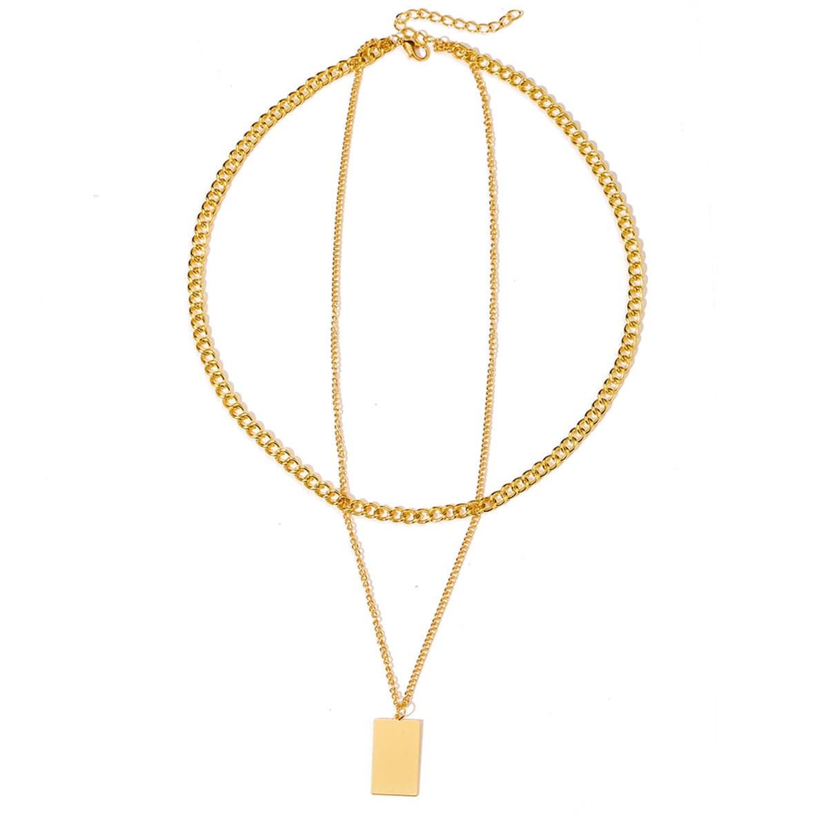 Goldtone Rectangle Layered Pendant Necklace