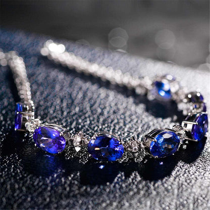 Blue Crystal & Cubic Zirconia Clover Tennis Bracelet