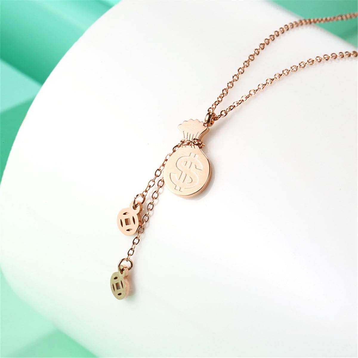 Rose Goldtone Coin Wallet Pendant Necklace