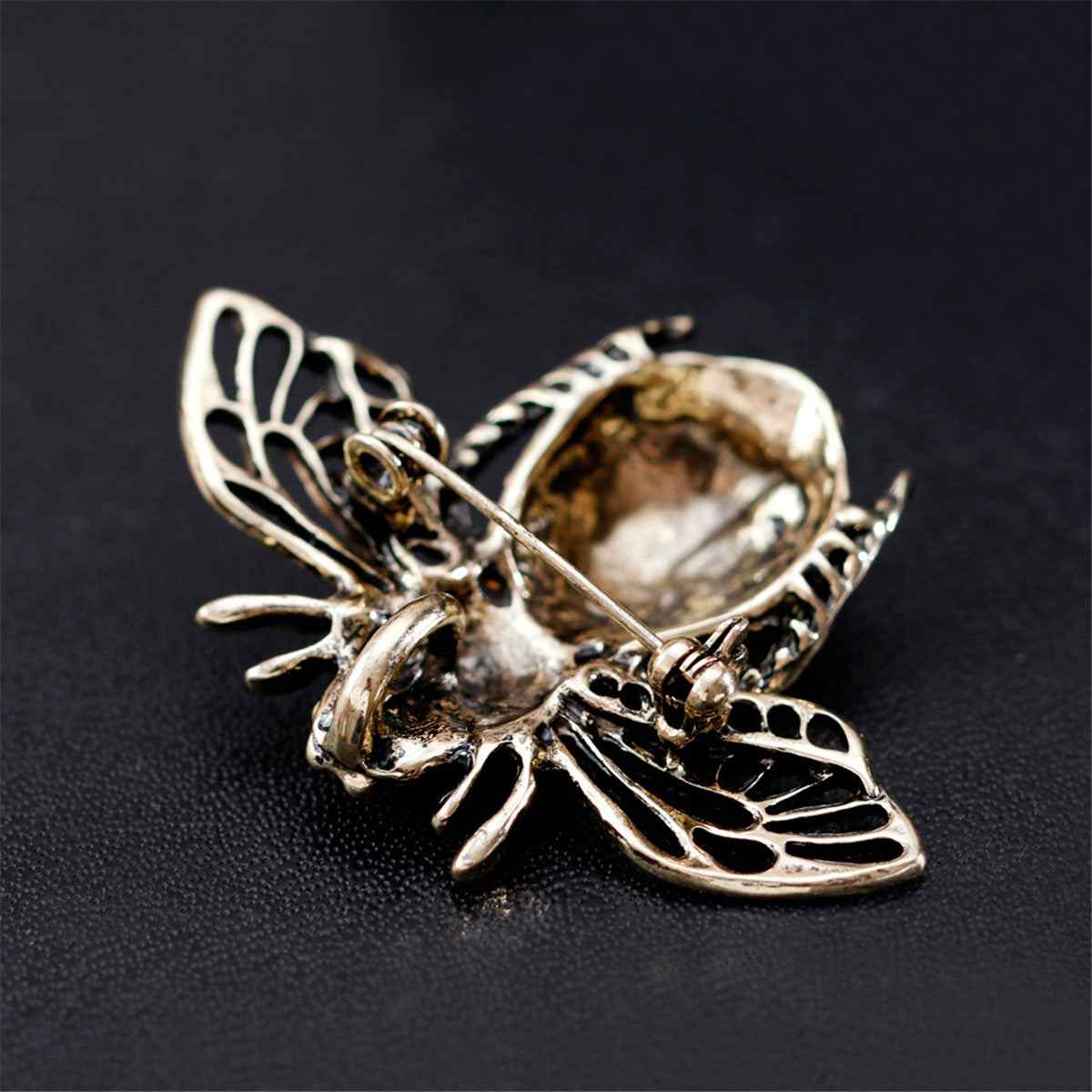 Multicolor Cubic Zirconia & Goldtone Bumblebee Brooch