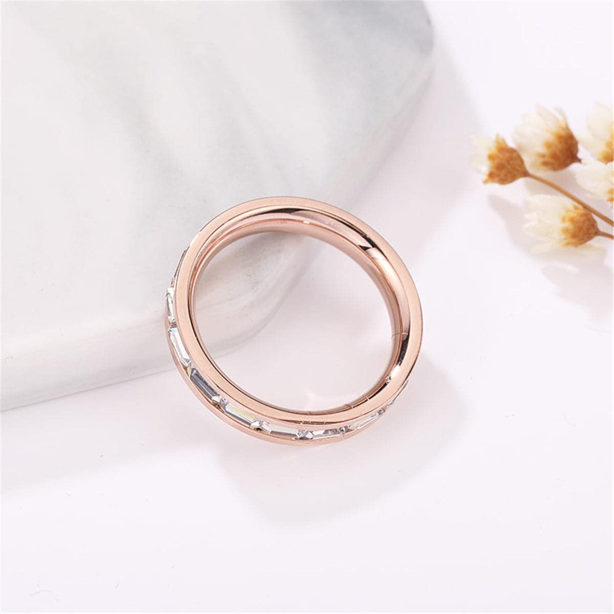Cubic Zirconia & Rose Goldtone Baguette-Cut Bang