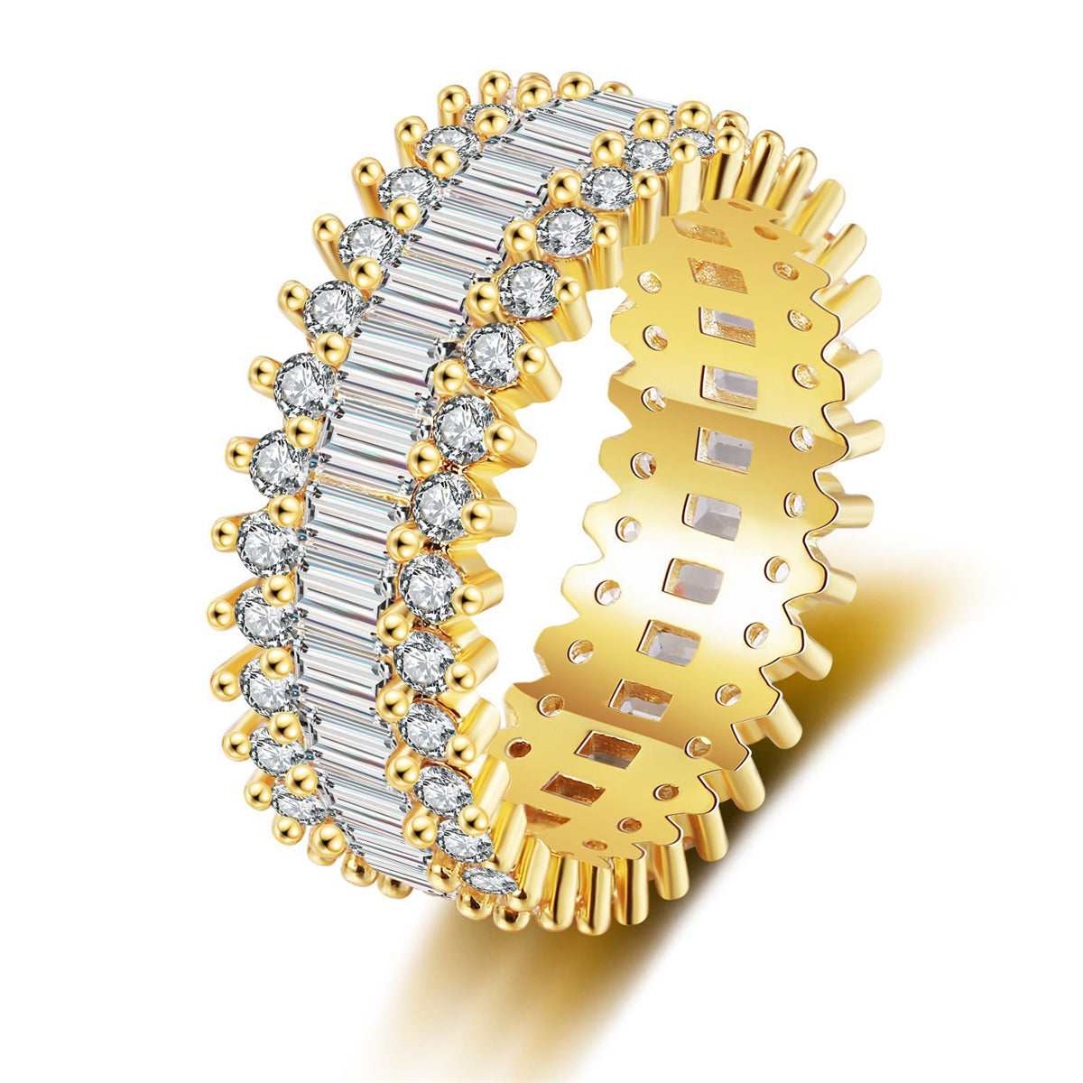 Crystal & Cubic Zirconia Goldtone Geometric Band Ring-6