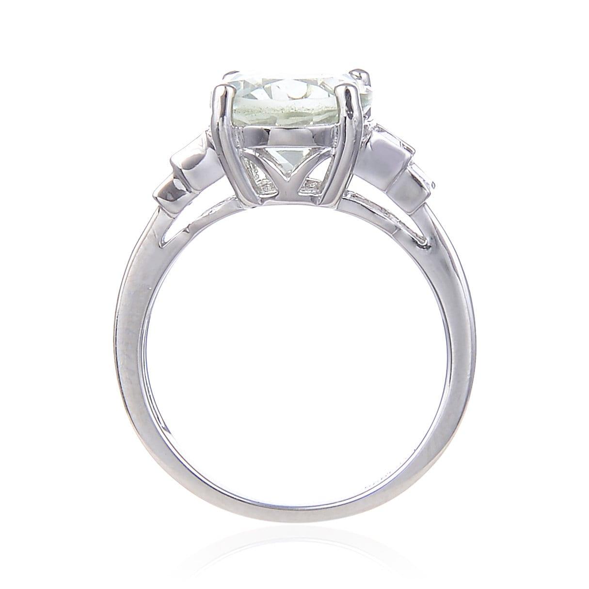 2.57 Ct Pear Green Amethyst Prong Silver Cocktail Ring