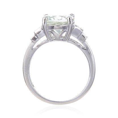 2.57 Ct Pear Green Amethyst Prong Silver Cocktail Ring