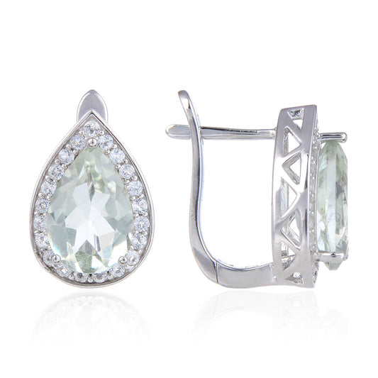 Green Amethyst Teardrop Earrings