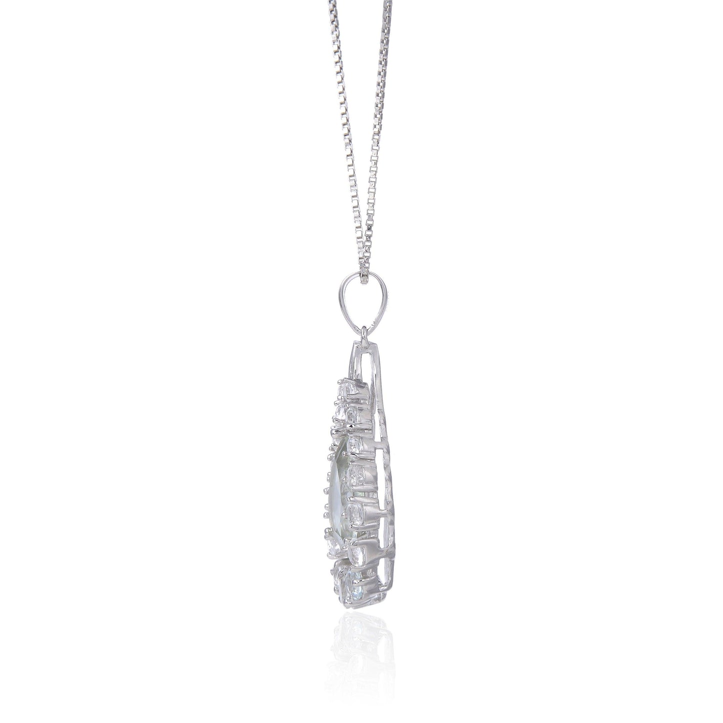 Green Amethyst Teardrop Pendant Necklace