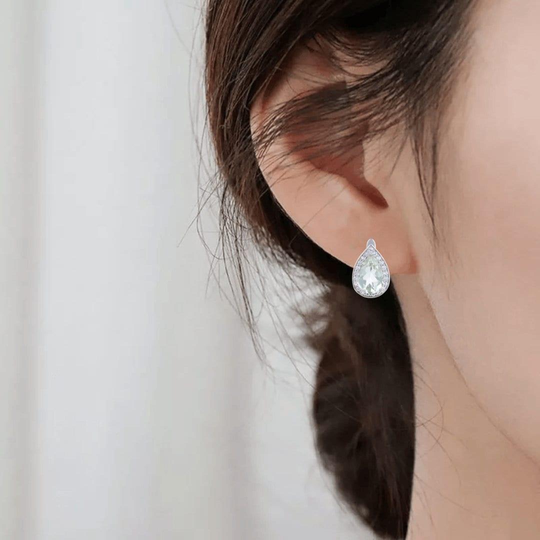Green Amethyst Teardrop Earrings