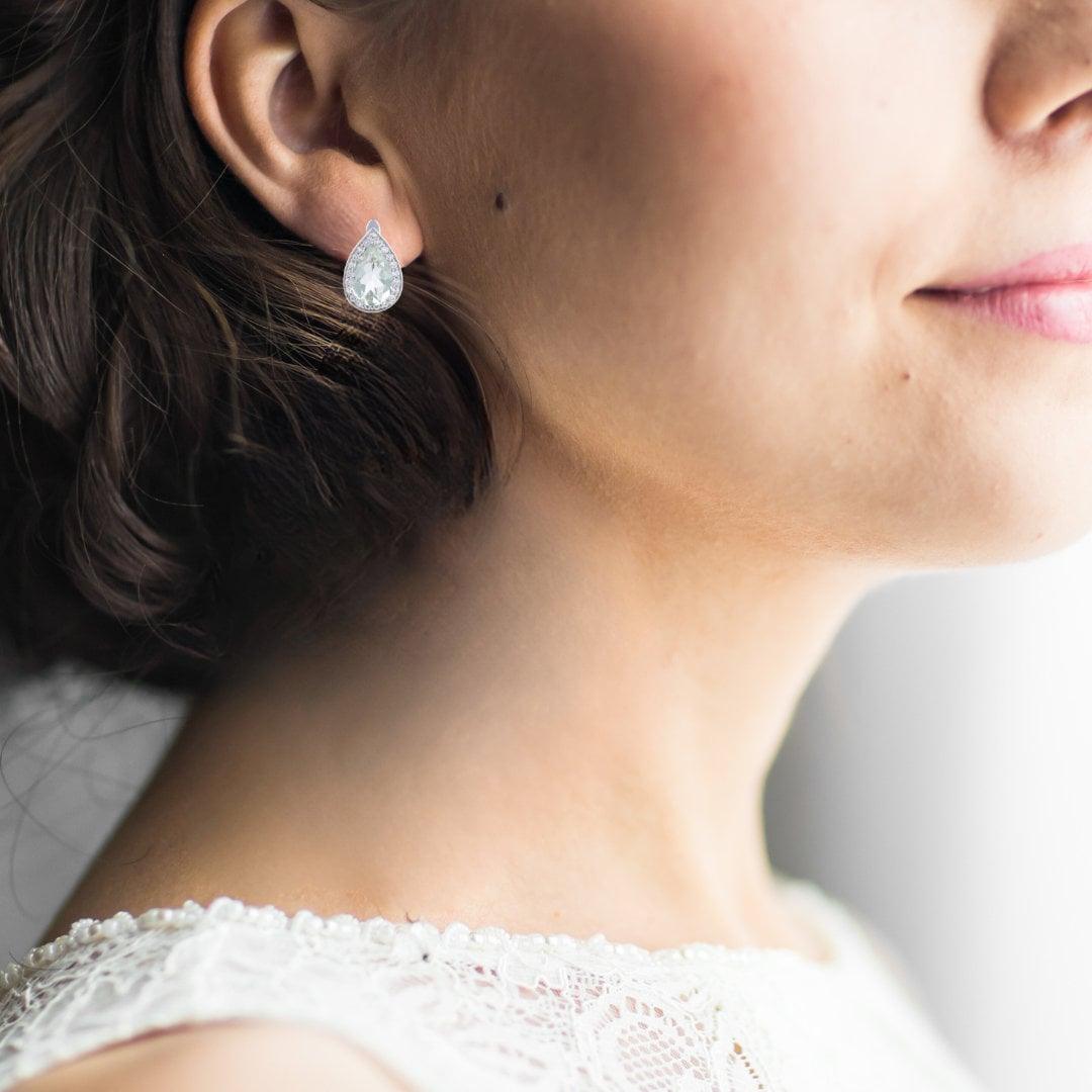 Green Amethyst Teardrop Earrings