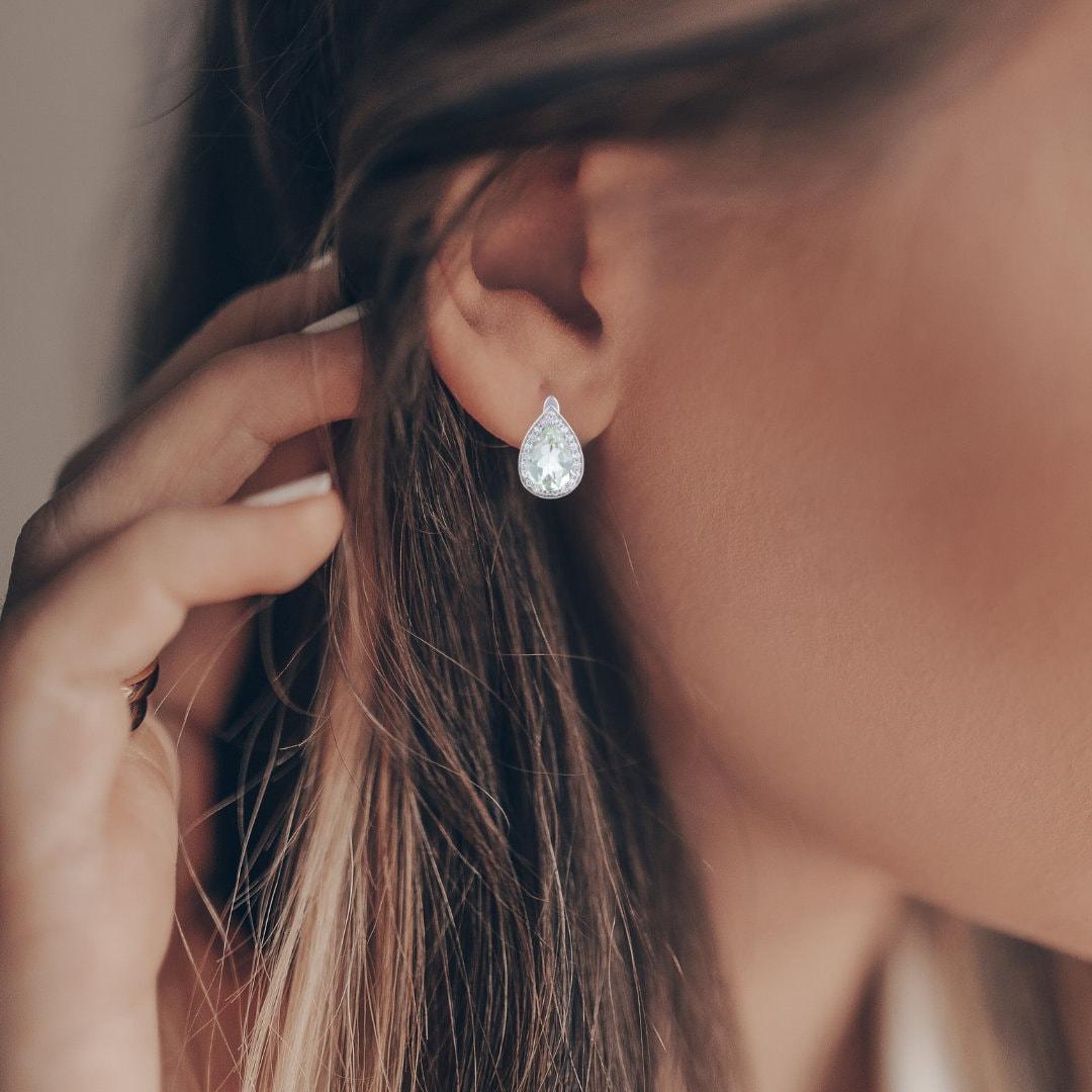 Green Amethyst Teardrop Earrings