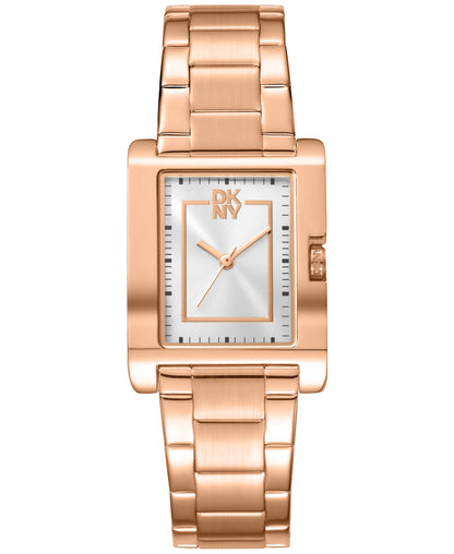 Dkny Women Watch, Rose Gold Color Case, Silver Dial, Rose Gold Color Metal Bracelet, 3 Hands, 3 Atm
