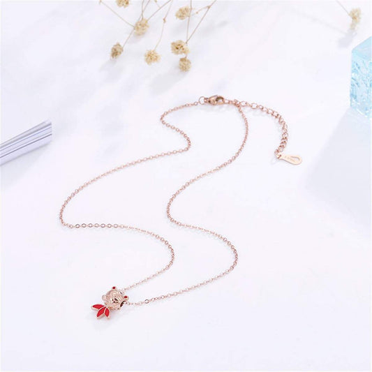Rose Goldtone Fish Pendant Necklace