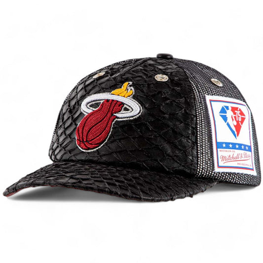 Men's Mitchell & Ness NBA 75Th Platinum Lux Trucker Heat