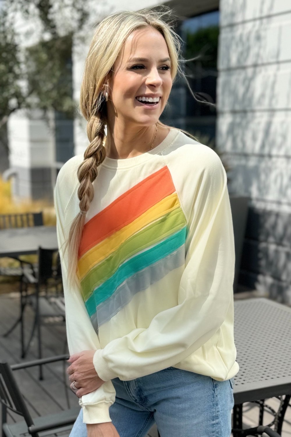 Threaded Pear Penelope Striped Pullover Sweatshirt