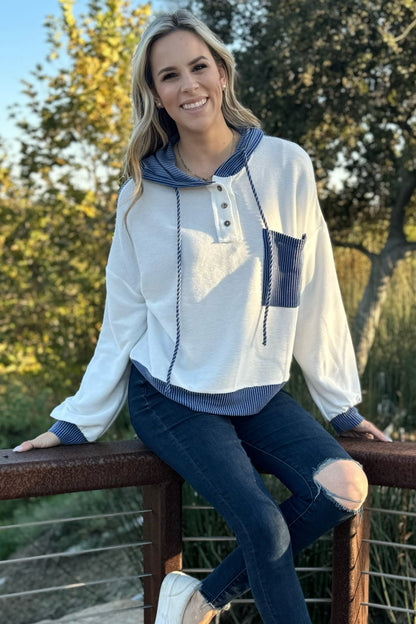 Threaded Pear Millie Drawstring Hooded Top