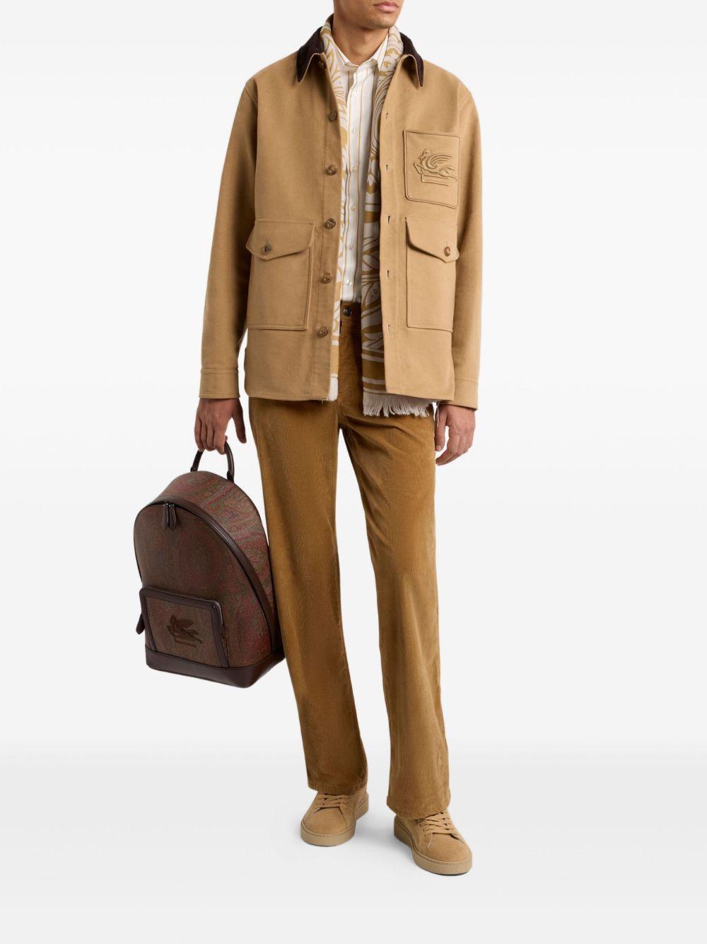 Beige Corduroy-Collar Jacket