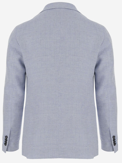 Linen Blend Single-Breasted Jacket