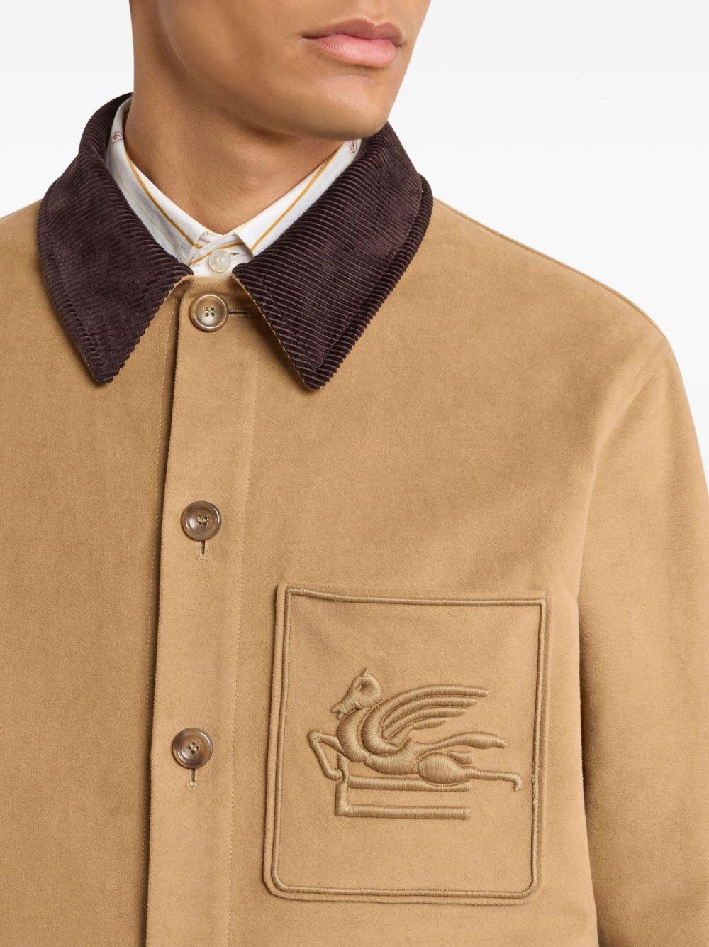 Beige Corduroy-Collar Jacket
