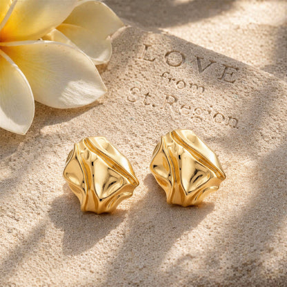 Goldtone Textured Stud Earrings