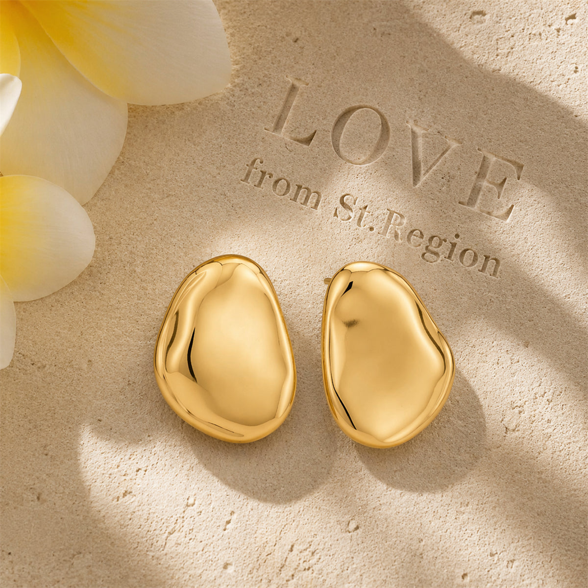 Goldtone Oval Statement Stud Earrings
