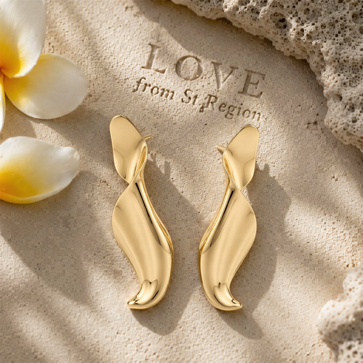 Goldtone Leaf Statement Dangle Earrings