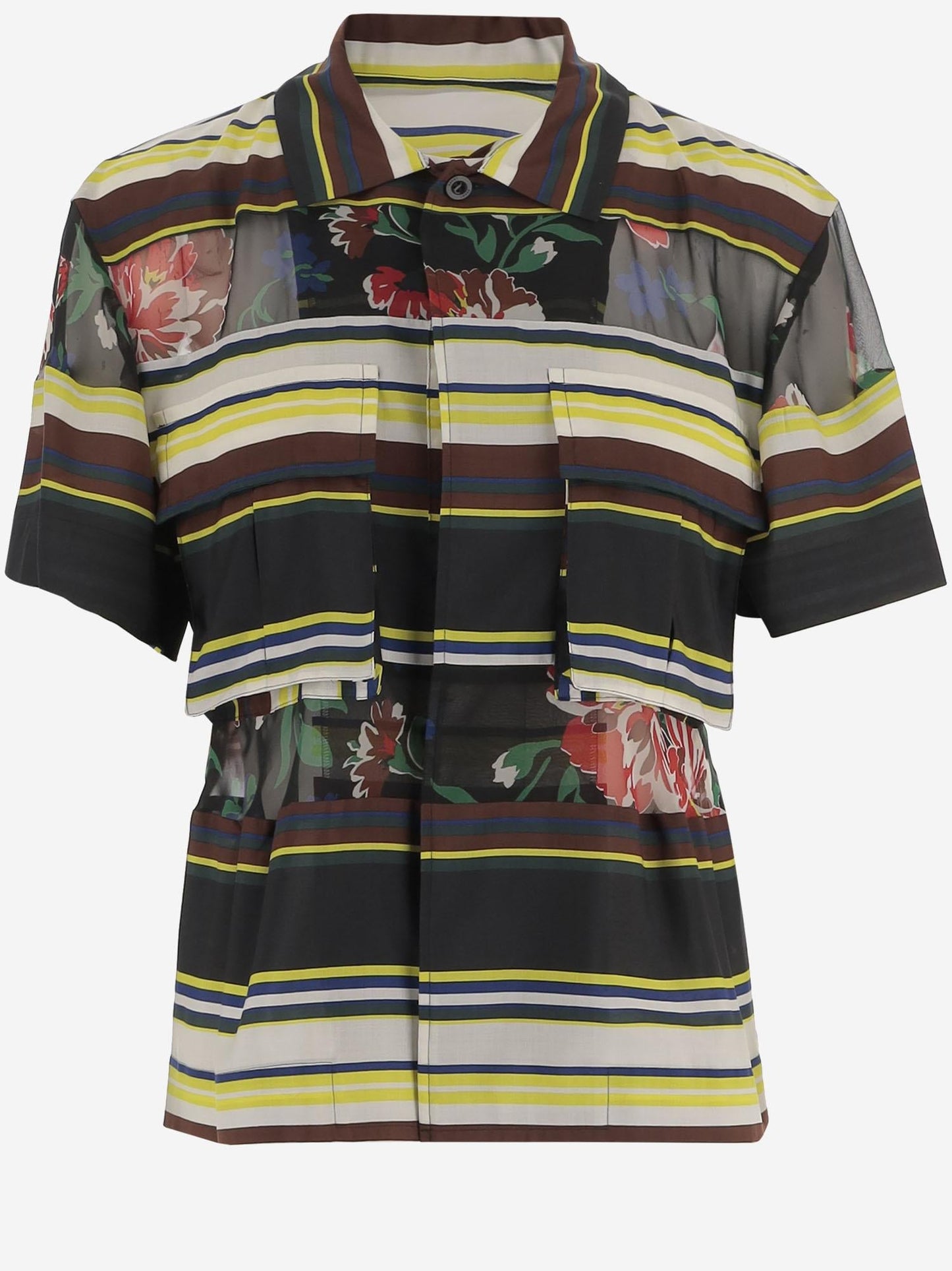 Shirt Striped Nylon With Sheer Details