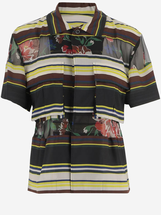 Shirt Striped Nylon With Sheer Details