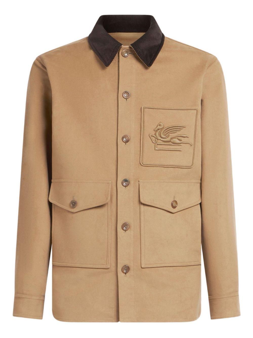 Beige Corduroy-Collar Jacket